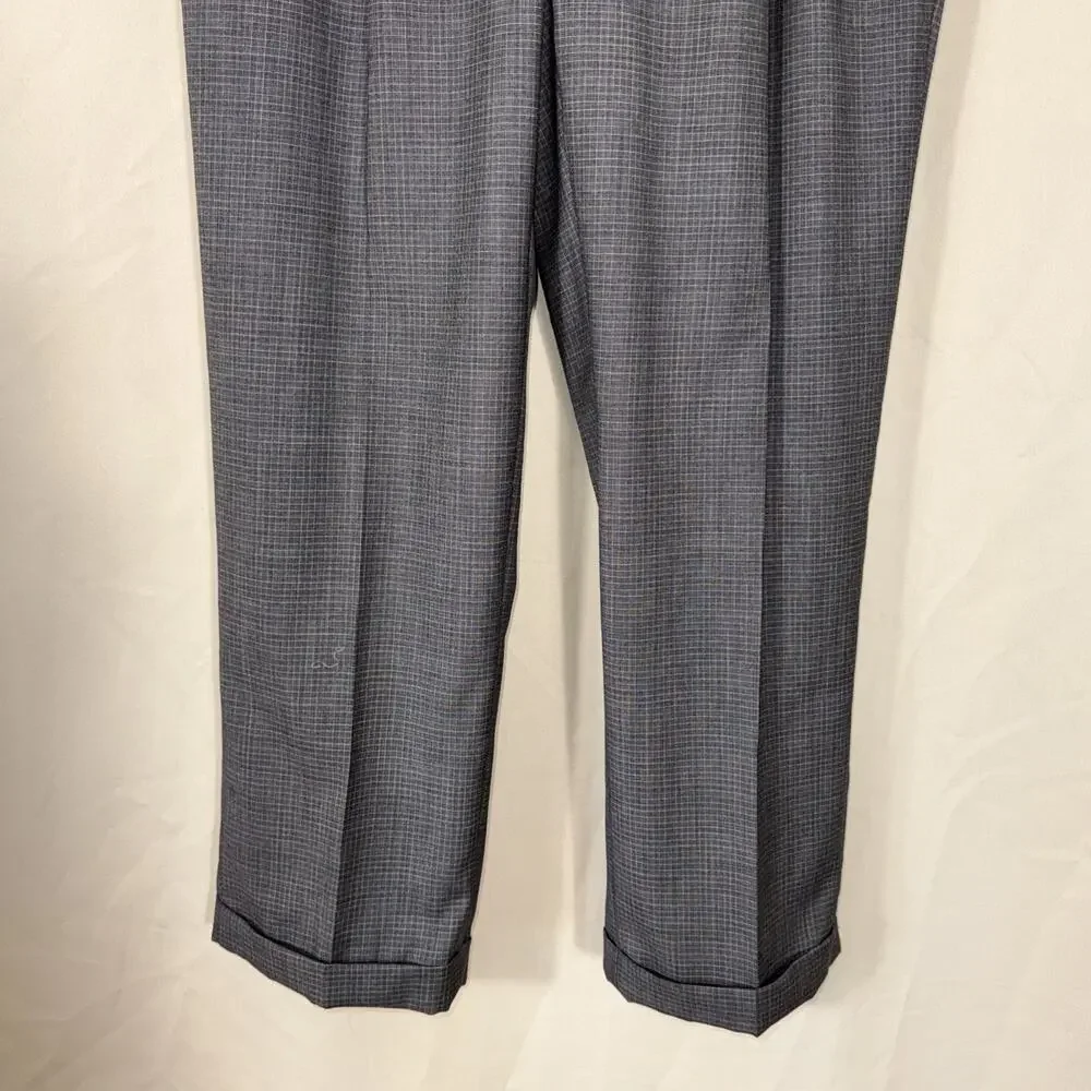 Lauren Ralph Lauren Men’s Wool Dress Slacks Gray Glen Check Pleated 38W 32L